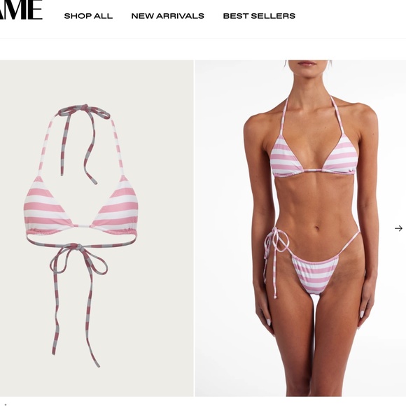 SAME Los Angeles Pink and White striped bikini, L XL (NWT) - Picture 2 of 5